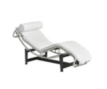 Шезлонг Лекор нержавіюча сталь, білий шкірозамінник