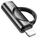 Переходник HOCO UA32A Type-C(F) => Lighting(M), 60W, индикатор мощности заряда), Black, Box