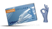 Рукавички VINIL-ВІНІЛОВІ  (СИНІ без пудри) 4,5грамм уп.50пар mediOk М