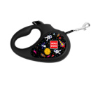 Повідець-рулетка для собак WAUDOG R-leash, малюнок «NASA», S, до 15 кг, 5 м, світловідбиваюча стрічка чорний