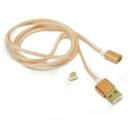 Магнітний кабель USB 2.0 / Micro, 1m, 2А, індикатор заряду, тканинна оплетка, знімач, Gold, Blister ( під наконечник 8751 )