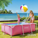 Intex 28266, 220×150×60 см прямокутний каркасний басейн Pink Rectangular Frame Pool рожевий