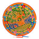 Іграшка-лабіринт «Годинник» на дерев'яній дошці з магнітними кульками і магнітними паличками, 40х40х2,0cm