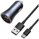 Автомобильное зарядное устройство Baseus Golden Contactor Pro 2USB 40W + cable USB to Type-C 5A Dark Gray (TZCCJD-A0G) (Код товара:19786)