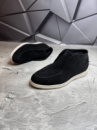 Ботинки ЛОФЕРЫ мужские замшевые LORO PIANA Suede BLACK! Натуральная Замша + Байка! Утепленные на Байке!