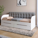 Детская односпальная кровать LION Л-7 с ящиками и ламелями Лили-95 90x200 см Нимфея Альба (белый) (LION-041005)