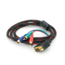 Кабель VGA (папа)-3RCA (папа) 1.5m, Black/Red, оплетка, пакет