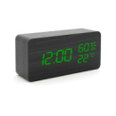 Електронний годинник VST-862S Wooden (Black), з датчиком температури та вологості, будильник, живлення від кабелю USB, Green Light