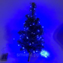 Гірлянда світлодіодна роса на батарейках синя, провід прозорий, 5м