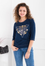 Жіноча темно-синя кофта з малюнком