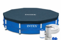 Intex 28202-3 New 305×76 см круглий каркасний басейн Metal Frame Pool синій з тентом та фільтр насосом 1250 л/год