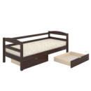 Кровать детская Mebigrand Чикаго Литл Орех темный 80х190 см с задним бортиком и ящиками (DMBG-2609)