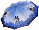 Зонт ZEST, полуавтомат серия 10 спиц, расцветка Love Cats синий