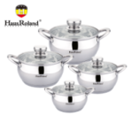 Набір каструль Haus Roland HR113-2, 4 шт із нержавіючої сталі 1,9/2,6/3,6/6,1 л. Сріблястий (HR113-2)