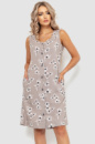 Сукня-халат жіночий з квітковим принтом на ґудзиках, колір мокко, 102R349