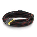 Кабель HDMI (тато)-DVI (тато) 5,0м, 2 ферити, обплетення, круглий Black/RED, Пакет