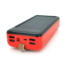 Power bank KKD-6W 60000 mAh Solar, flashlight, Input: 5V/2.1A(MicroUSB, TypeC, Lightning), Output: 5V /2.1A(4xUSB), plastic,  Red, BOX