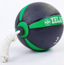 Мяч медицинский(медбол) с веревкой 3 кг FI-5709-3 ZELART  черный-зеленый