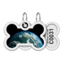 Адресник для собак і котів металевий WAUDOG Smart ID з QR паспортом, малюнок «Земля», кістка, Д 40 мм, Ш 28 мм