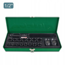 Набор ударных головок для пневмогайковерта TOPTUL 1/2« 10-32мм + удлинитель 18ед. GCAD1807