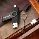Флешка перекидна USB - micro USB, + перехідник Type-C 64 ГБ, USB 2.0