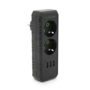 Розетка тройник с заземлением F102-Black, 2 розетки+3USB(1А), 2500W, 10A, 110-250V~Max, Blister