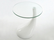 Дизайнерский журнальный стол Перла, стеклянный, пластик, диаметр 50 см, цвет белый