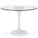 Стол стеклянный обеденный Тюльпан, прозрачный, опора стола белая белый