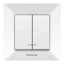 Выключатель Panasonic Arkedia Slim двухклавишный с подсветкой, белый