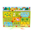Іграшка-лабіринт «Happy Farm» на дерев'яній дошці з магнітними кульками і магнітними паличками, 40х30х1,5cm