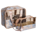 Набор прозрачных женских косметичек для дома 2 (шт) косметичка дорожная в сумку для косметики, макияжа, лекарств, кистей Голубой HP-16-1KBL