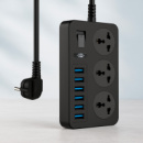 Сетевой удлинитель с юсб Rated Power AR-CP02 на 3 розетки и 6 USB Чёрный, удлинитель - сетевой фильтр (NS)
