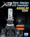 Светодиодные LED лампы для фар автомобиля X3-H7