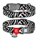 Нашийник для собак нейлоновий WAUDOG Nylon з QR адресником, малюнок «Зебра», пластиковий фастекс, S, Ш 15 мм, Дов 25-35 см