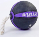 Мяч медицинский(медбол) с веревкой 4 кг FI-5709-4 ZELART черный-фиолетовый