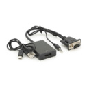 Конвертер HDMI (мама) на VGA(папа) 10cm + AUDIO, Black, 4K/2K, Blister Q200