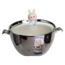 Бульонница фарфоровая Labubu с крышкой и ручками 800 (мл) Ø15 (см) Серебристый с голубым FM-34D