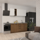 Кухня Стиль Comfort 1.6 м Дуб Родос темний / білий зі стільницею