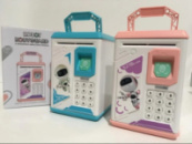 Детская электронная копилка сейф с кодовым замком и отпечатком пальца ROBOT BODYGUARD (Голубой, розовый)