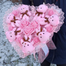 Рожевий букет з м'яких іграшок 35 см у формі серця, незвичайний подарунок на день народження плюшеві іграшки