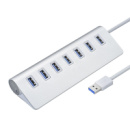 Хаб USB 3.0 алюминиевый, 7 портов, 20 см, поддержка до 2TB, Blister
