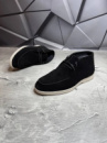 Ботинки Зимние мужские замшевые LORO PIANA Suede BLACK! Натуральная Замша + МЕХ! Утепленные на МЕХУ!