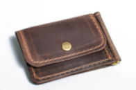 Затискач для грошей з кишенею для монет шкіра вінтаж Коричневий (1939517802)