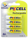 Акумулятор PKCELL 1.2V AA 600mAh NiMH Rechargeable Battery, 4 штуки в блістері ціна за блістер, Q12