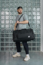Дорожна сумка чорна Adidas, біле лого (вел.)
