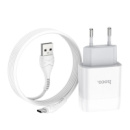 Набор СЗУ 110-240V HOCO C73A+ кабель Type-C, 2xUSB, 2.4A, кабель 1м, White, Blister