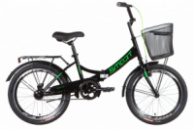 Велосипед ST 20« Formula SMART Vbr с багажником зад St, с крылом St, с корзиной St 2022 (черно-зеленый )