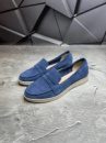 Лоферы женские замшевые LORO PIANA Suede Jeans! Туфли женские Лоферы джинс! Натуральная ЗАМША!