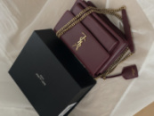 Жіноча сумка  Saint Laurent Sunset Medium Shoulder Bag Premium бордовий