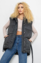 Жилет жіночий з капюшоном, колір темно-зелений, 207R2016
